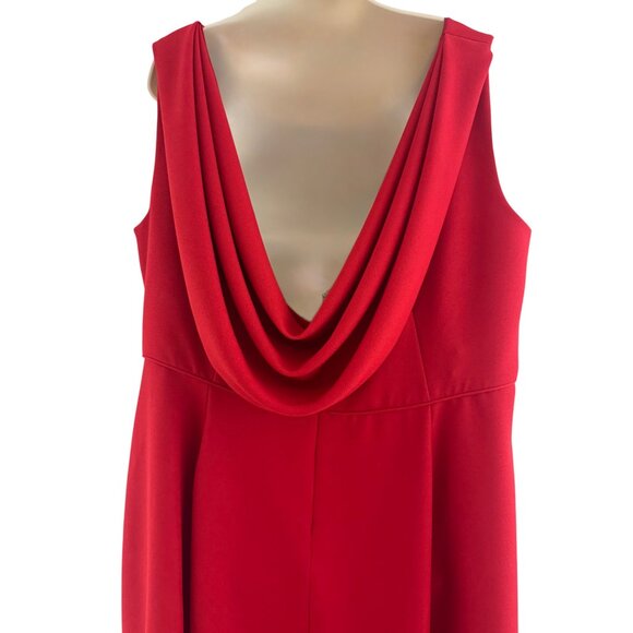 Red Draped Cowl Back Long Gown Maxi Dress Size 22W 3X Bridesmaid Holiday Party - Picture 6 of 8